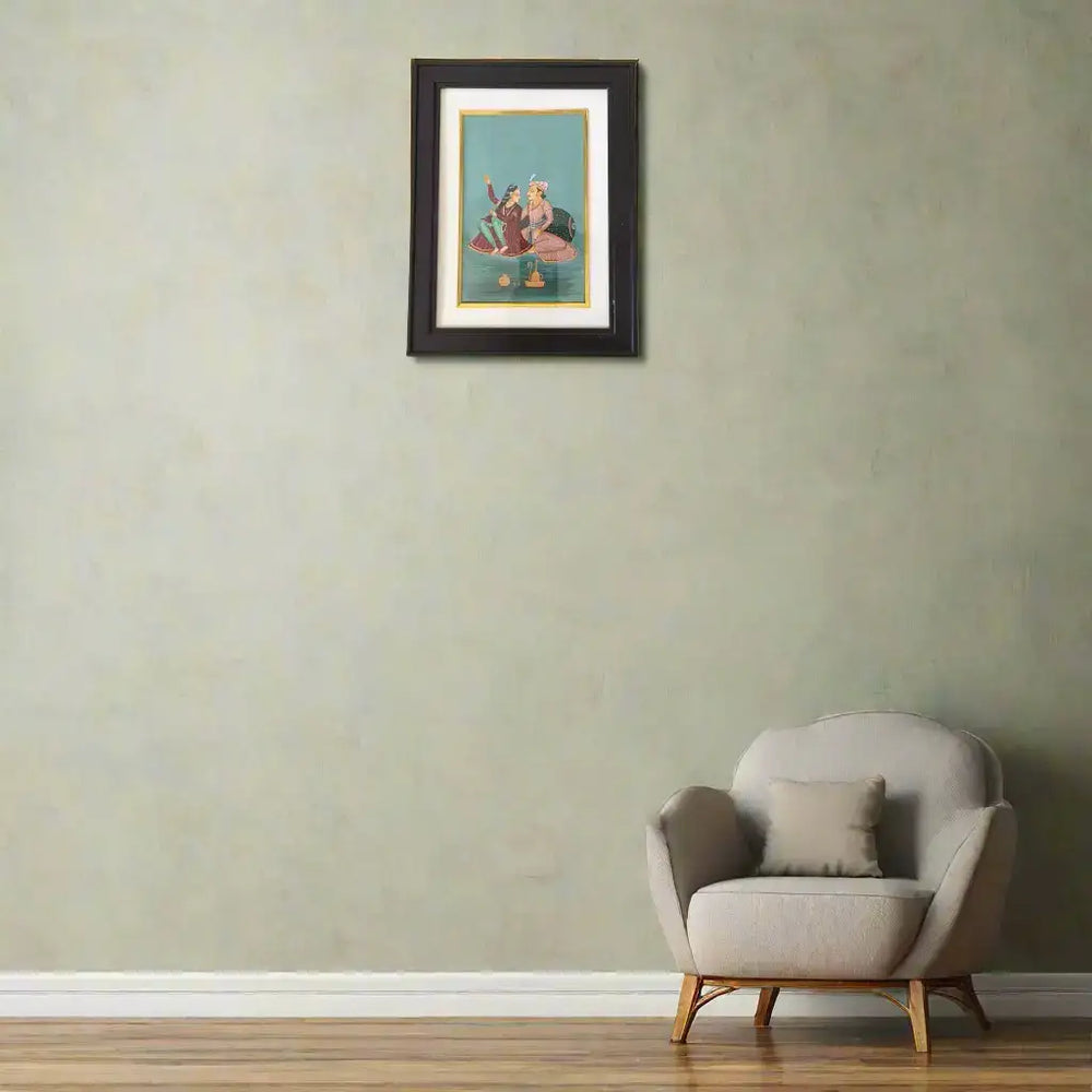 A Royal Couple in Repose - An Indian Miniature Painting   Paintings