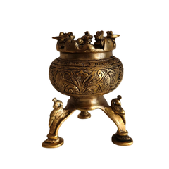 Brass Incense Burner / Dhoop Dani with Deity Figures | Traditional Pooja Decor
