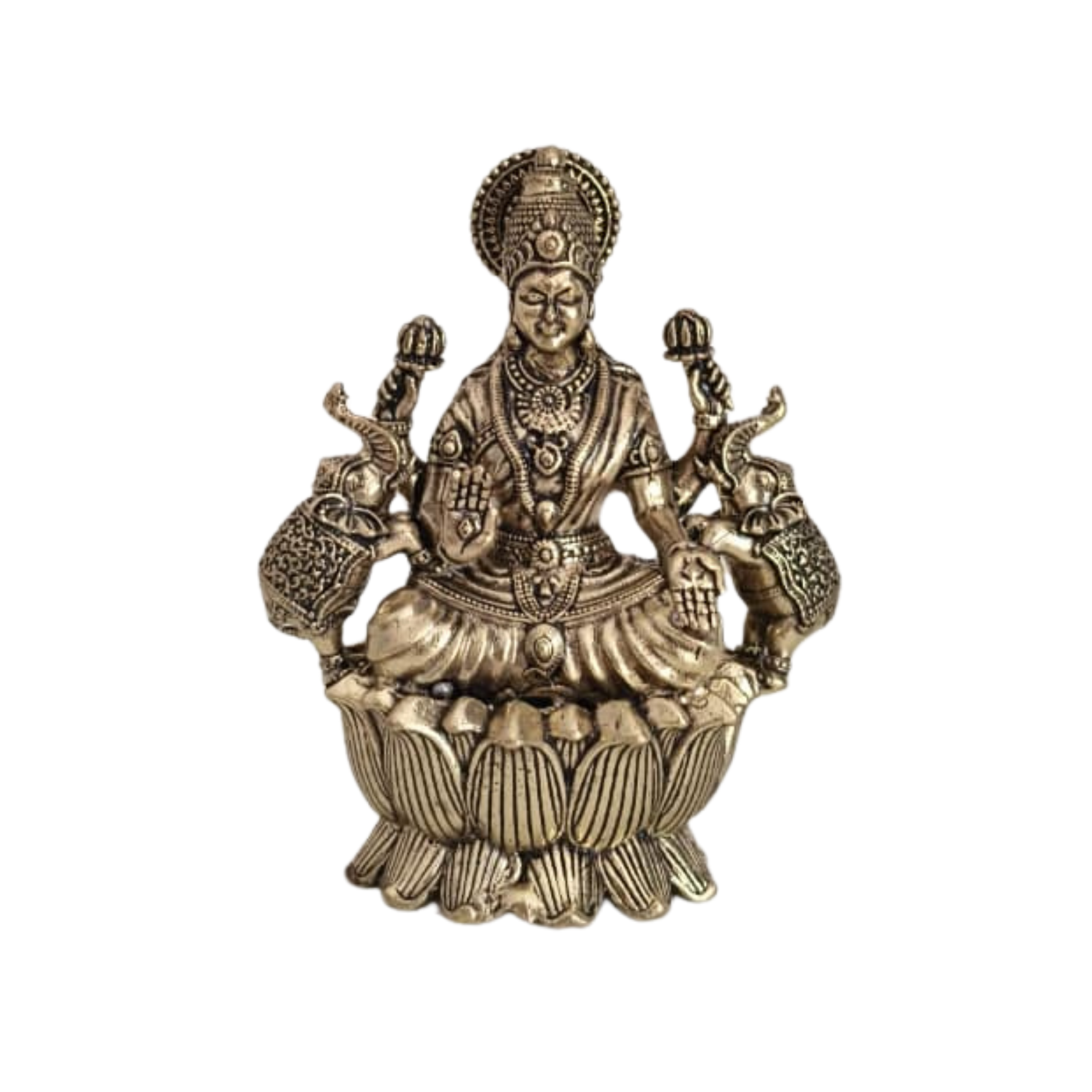 Auspicious Brass Gaja Lakshmi Idol with Elephants - Goddess of Power