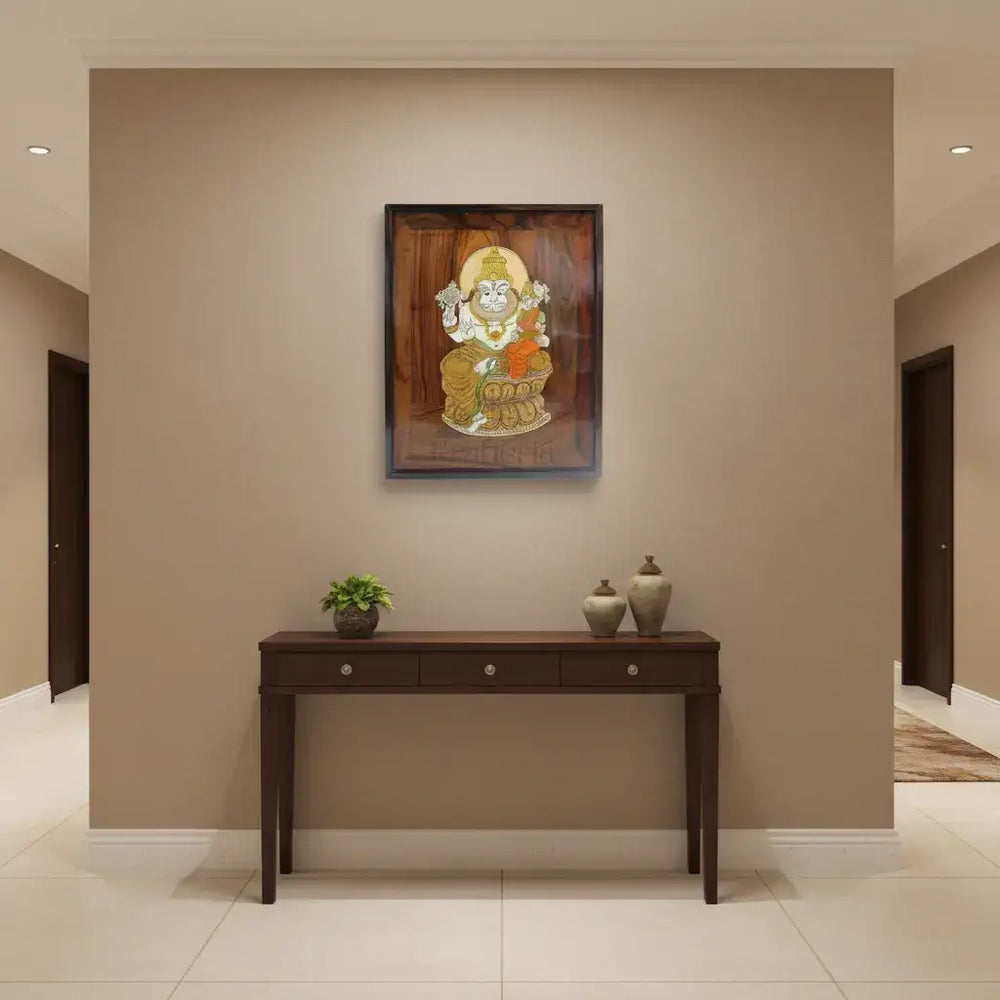 Rosewood Inlay of Lord Lakshmi Narasimha Swamy – Handcrafted Devotional Art   Inlay Art