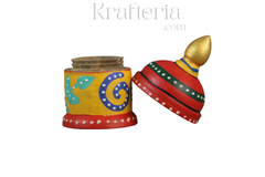 Wooden Sindoor/Kumkuma Holder – Hand-Painted Design