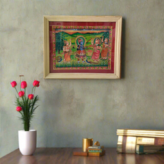 Vrindavan in Bloom - Krishna’s Holi Revelry Miniature Painting
