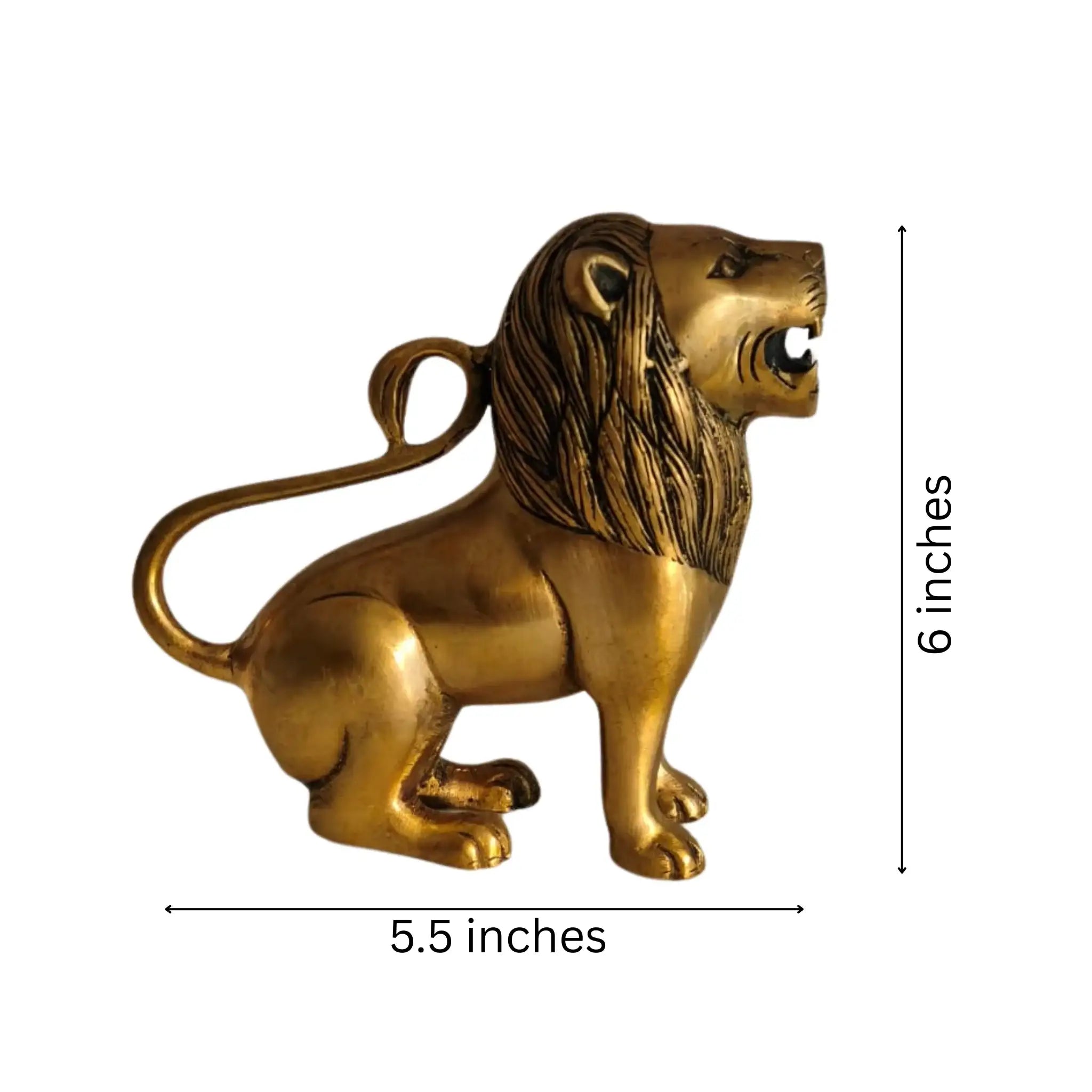Regal Brass Lion Statue - Majestic Animal Figurine for Home Decor   Brass Ware