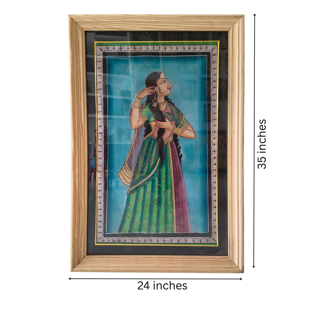 The Royal Beauty - A Hand-Painted Rajasthani Lady   Paintings