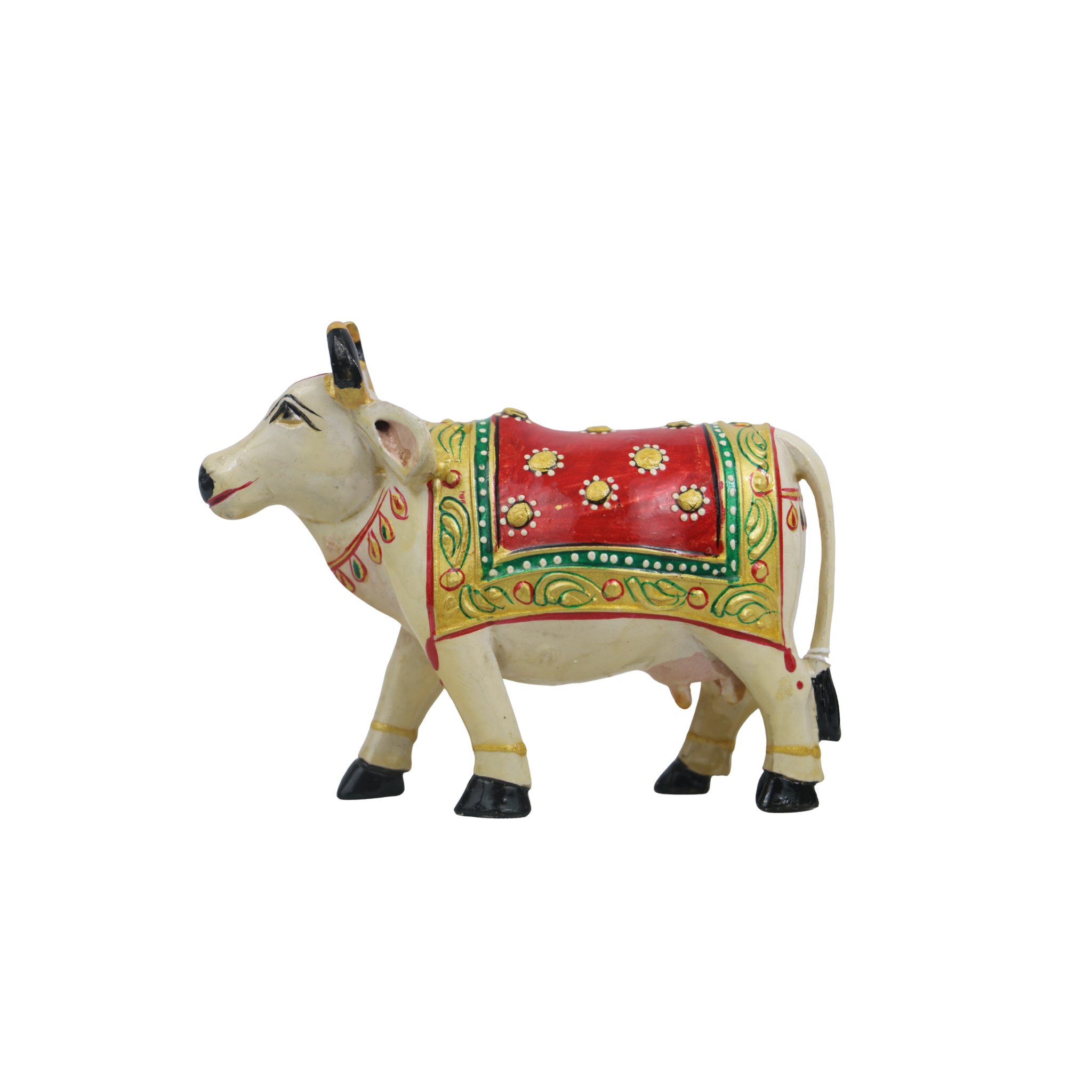 Hand-Painted Wooden Cow – Colorful Decorative Figurine