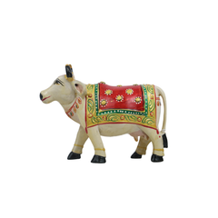 Hand-Painted Wooden Cow – Colorful Decorative Figurine