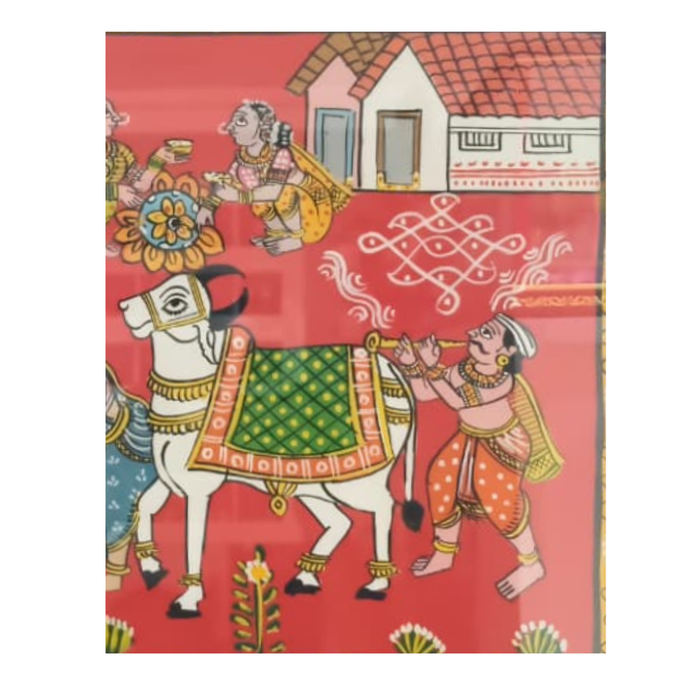 Traditional Cheriyal Painting – Village Procession Folk Art   Cheriyala Painting