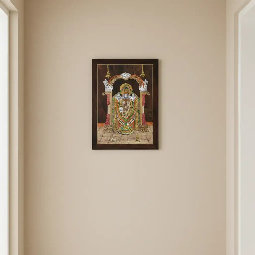 Rosewood Inlay Masterpiece – Lord Balaji Portrait Frame   Inlay Art