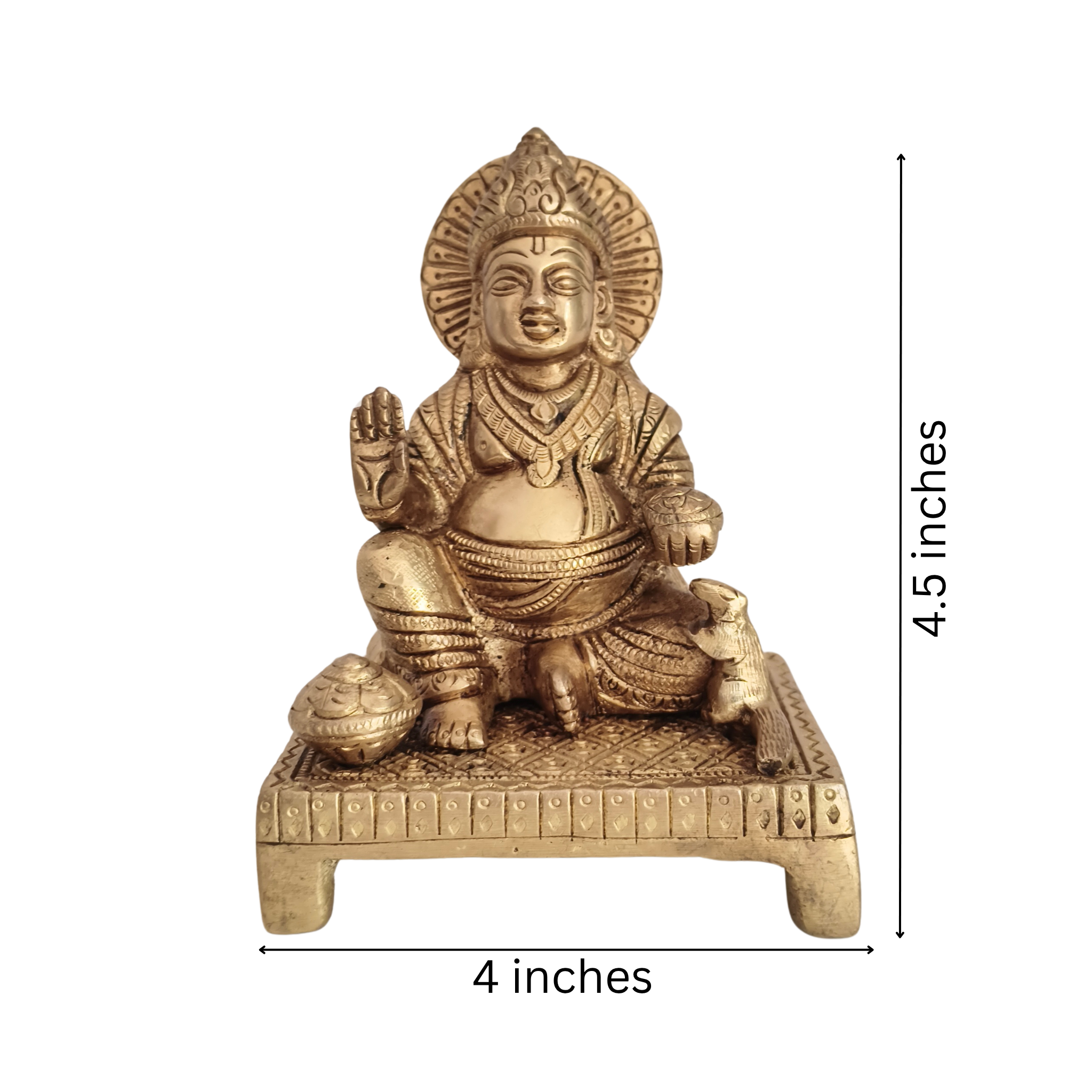Handcrafted Brass Lord Kubera (Kuberudu) Idol The Celestial Bestower of Wealth and Abundance