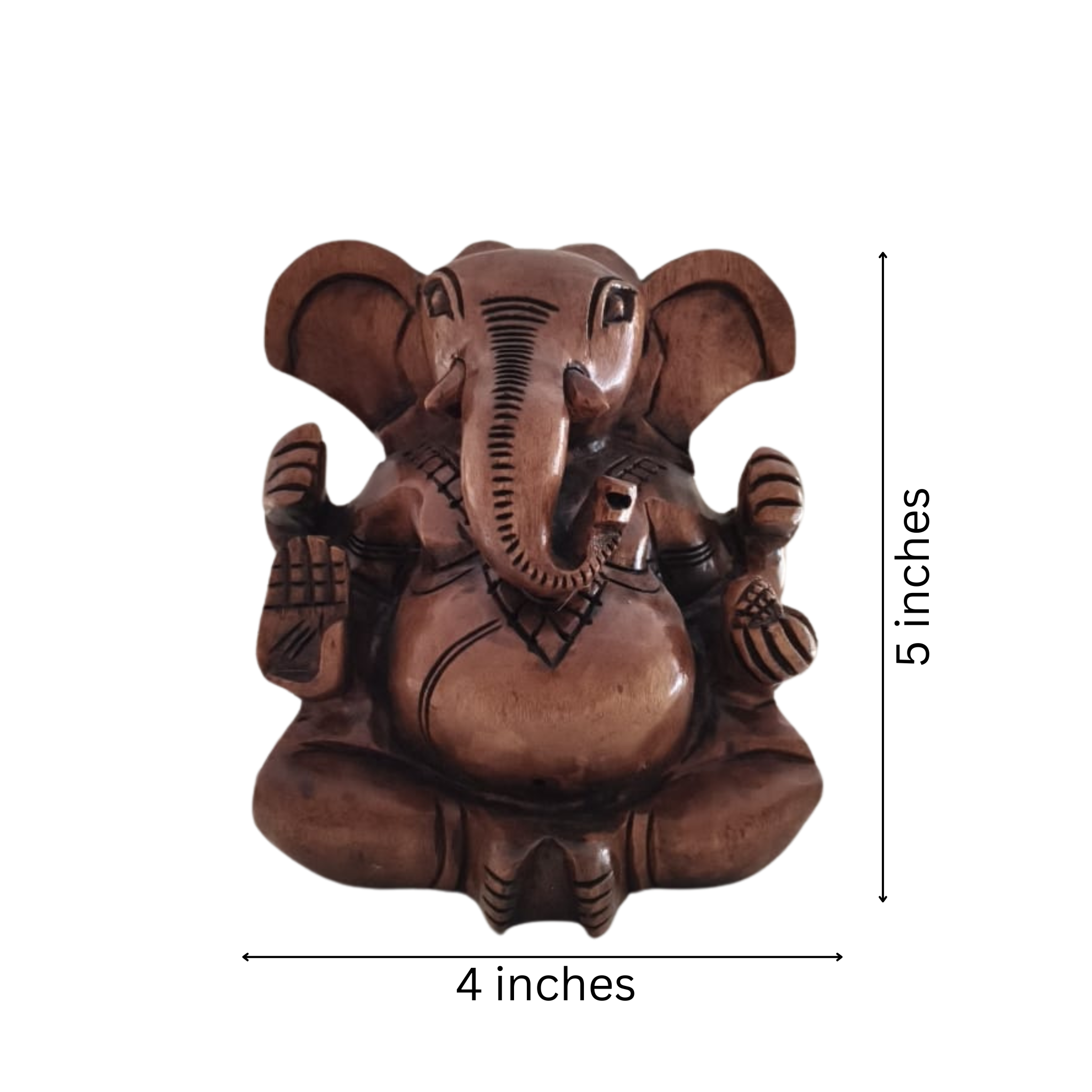 Decorative Wooden Ganesh in Seated Position | Handmade Religious Figurine