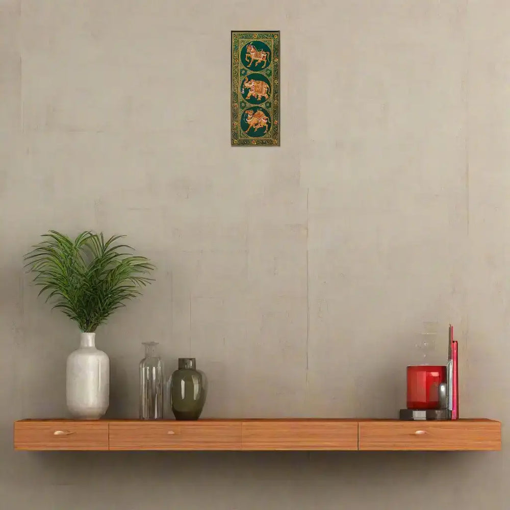 A Triptych of Royal Animals Miniature Painting   Paintings