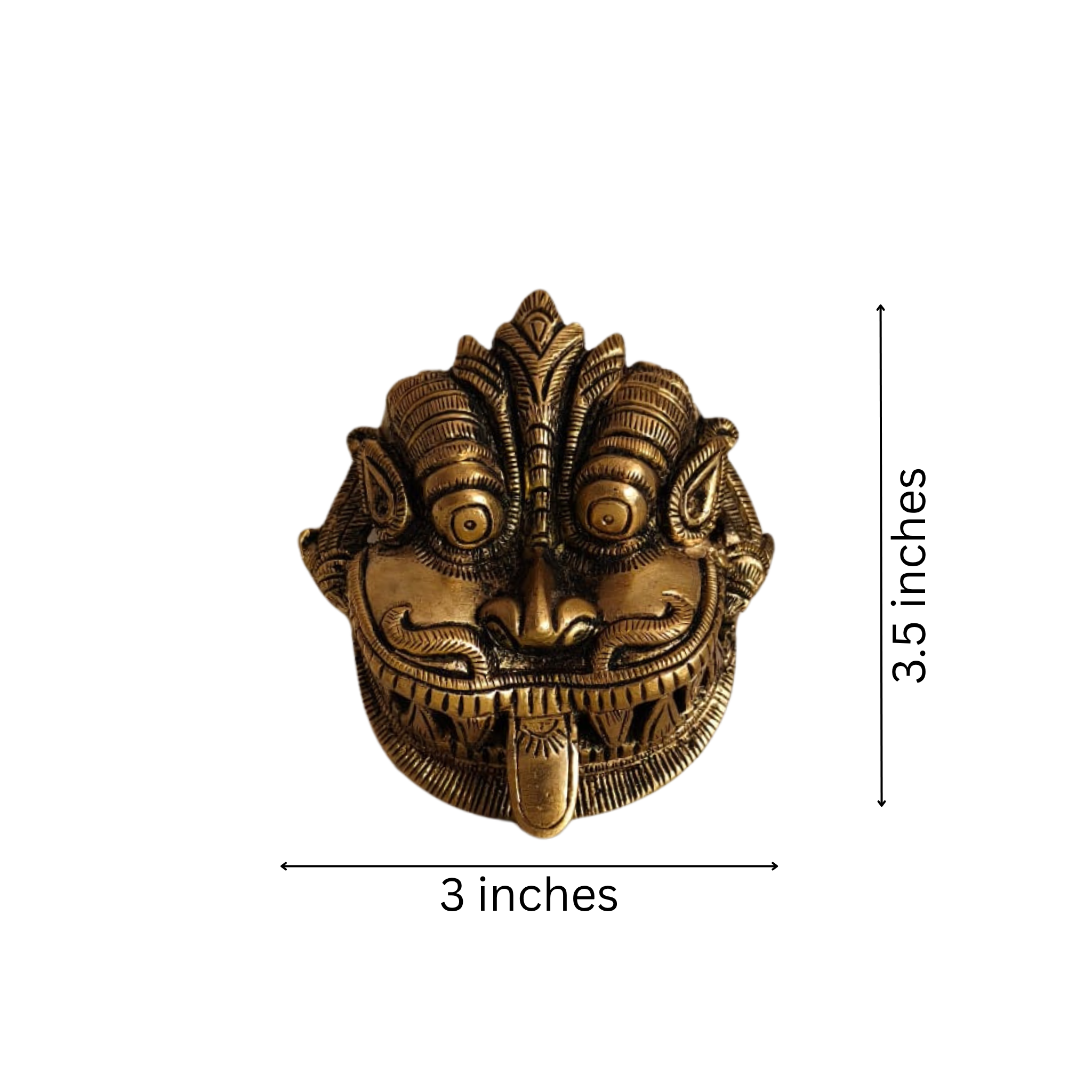 Fierce Brass Kirtimukha Wall Mask - Guardian Protector Face