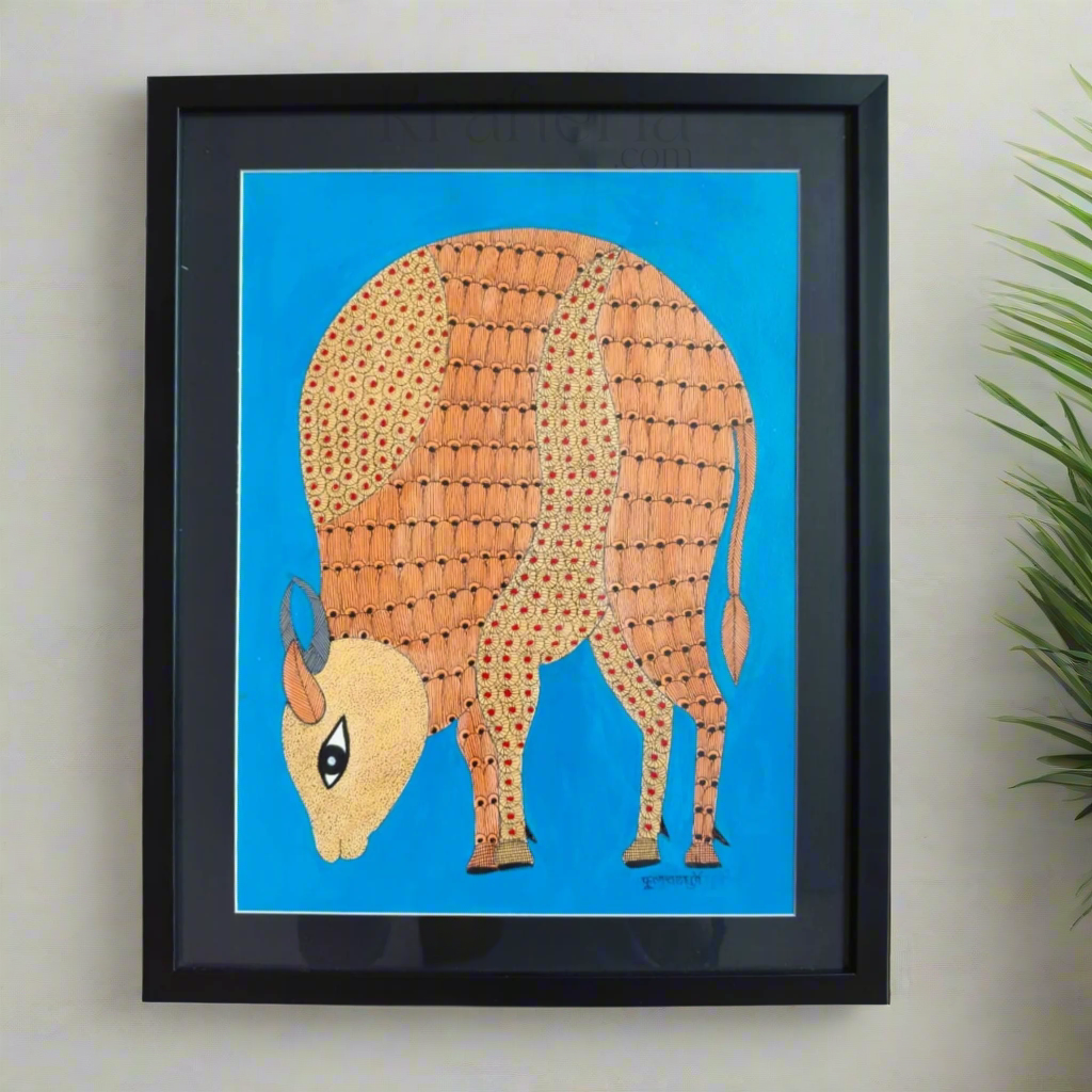 Gond Bison Art - Hand Painted Folk Art