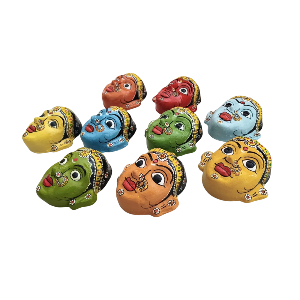 Set of 9 Navarasalu Cheriyal Masks – Nine Expressions Wall Art   wall decor