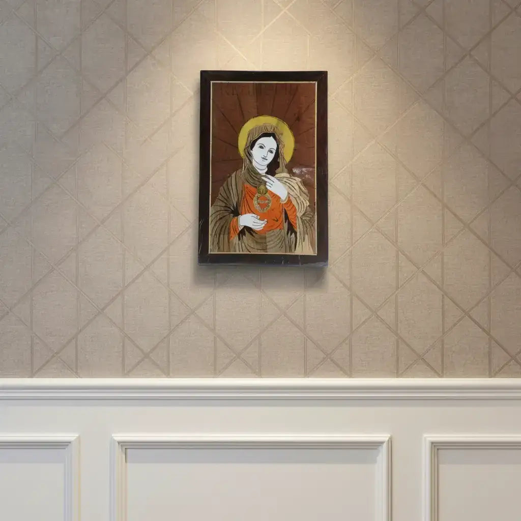 Mother Mary (Mary Mata) in Rosewood Inlay – Handcrafted Spiritual Wall Frame Arun