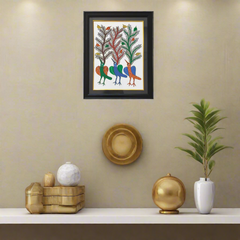 Song of the Forest – Gond Painting of Birds and Trees