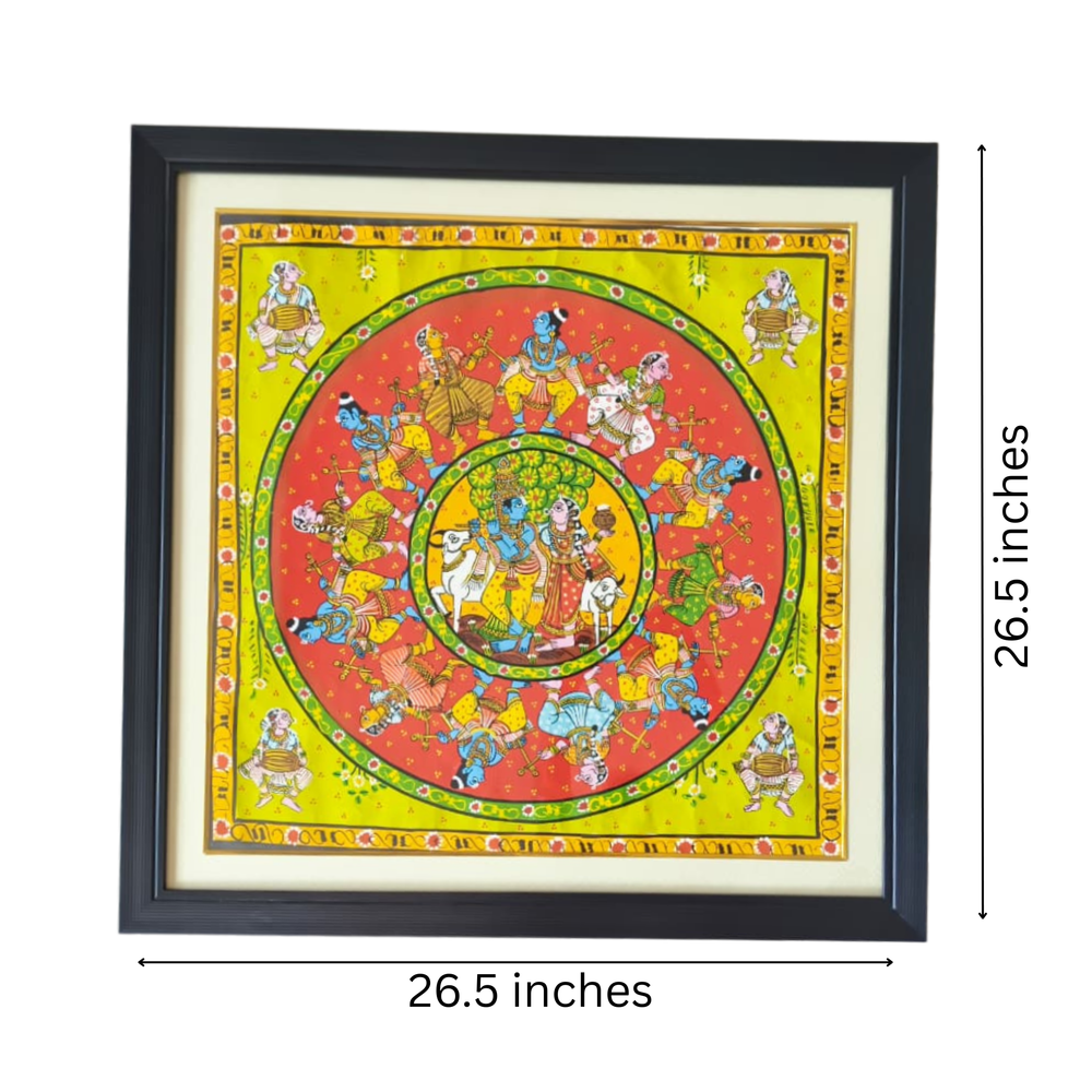 Hand-Painted Ras Leela Cheriyala Painting – Traditional Indian Krishna Wall Art   Cheriyala Painting