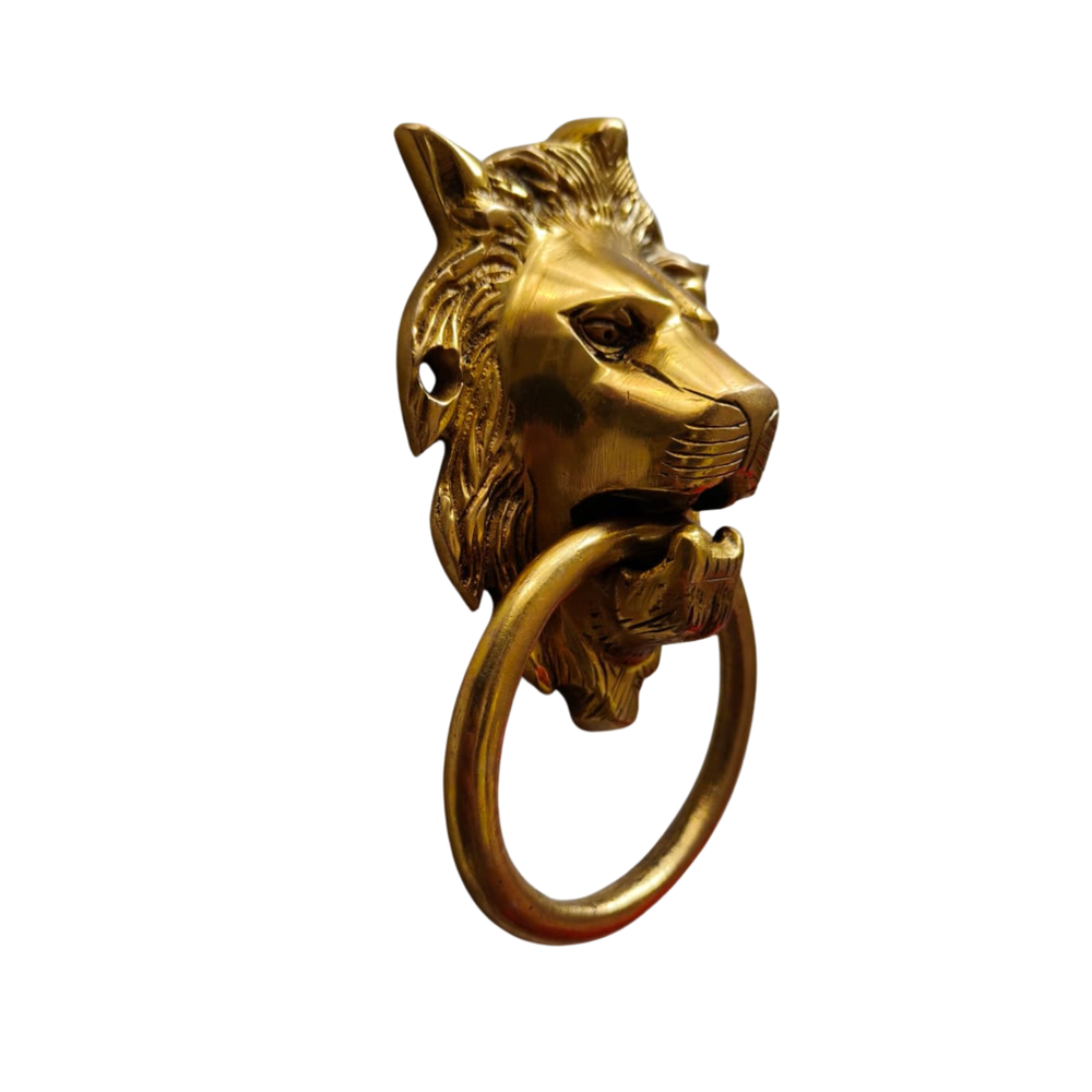 Handcrafted Brass Lion Head Door Knocker – Vintage Wall Décor Accent   Brass Artwork