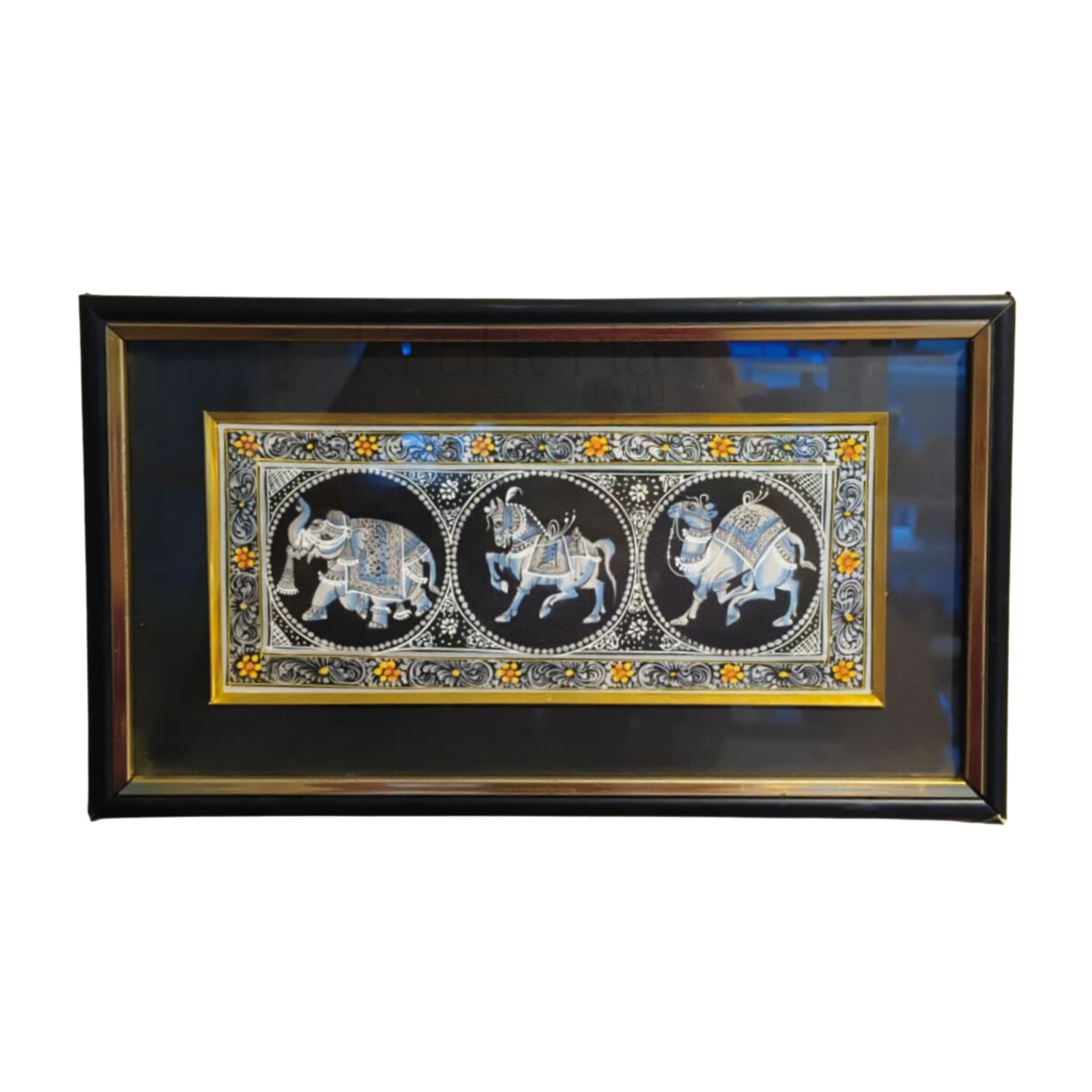 Rajasthan Miniature Hand-Painted Elephant and Horse Trio