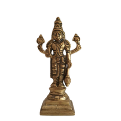 Standing Brass Lord Vishnu Idol
