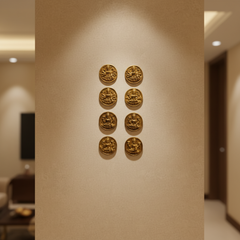 Ashta Lakshmi Brass Set - 8 Piece Handcrafted Goddess Lakshmi Wall Art   Brass Artwork