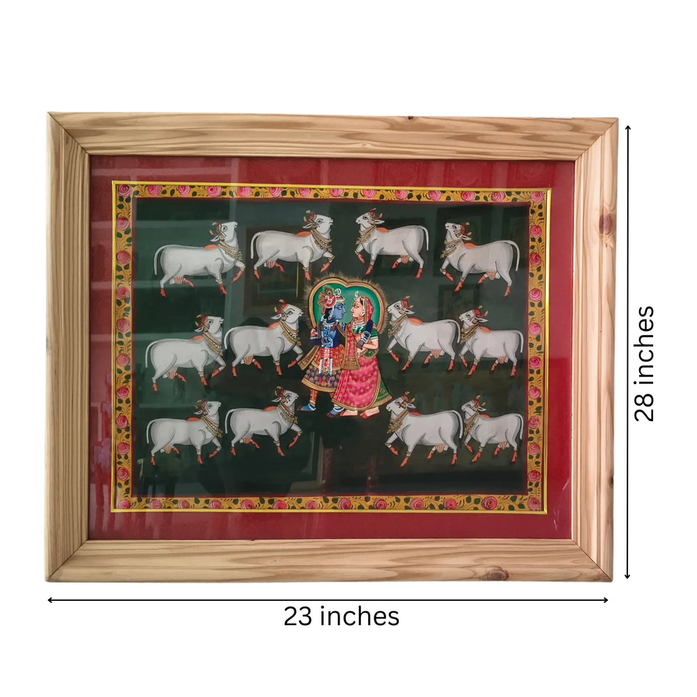 Radha and Krishna Surrounded by the Holy Cows Painting   Paintings