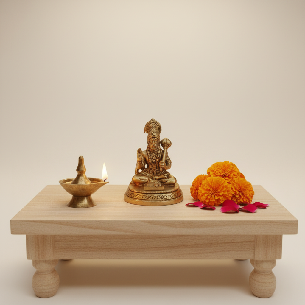 Brass Lord Hanuman Idol with Gada – Symbol of Devotion, Strength, and Protection