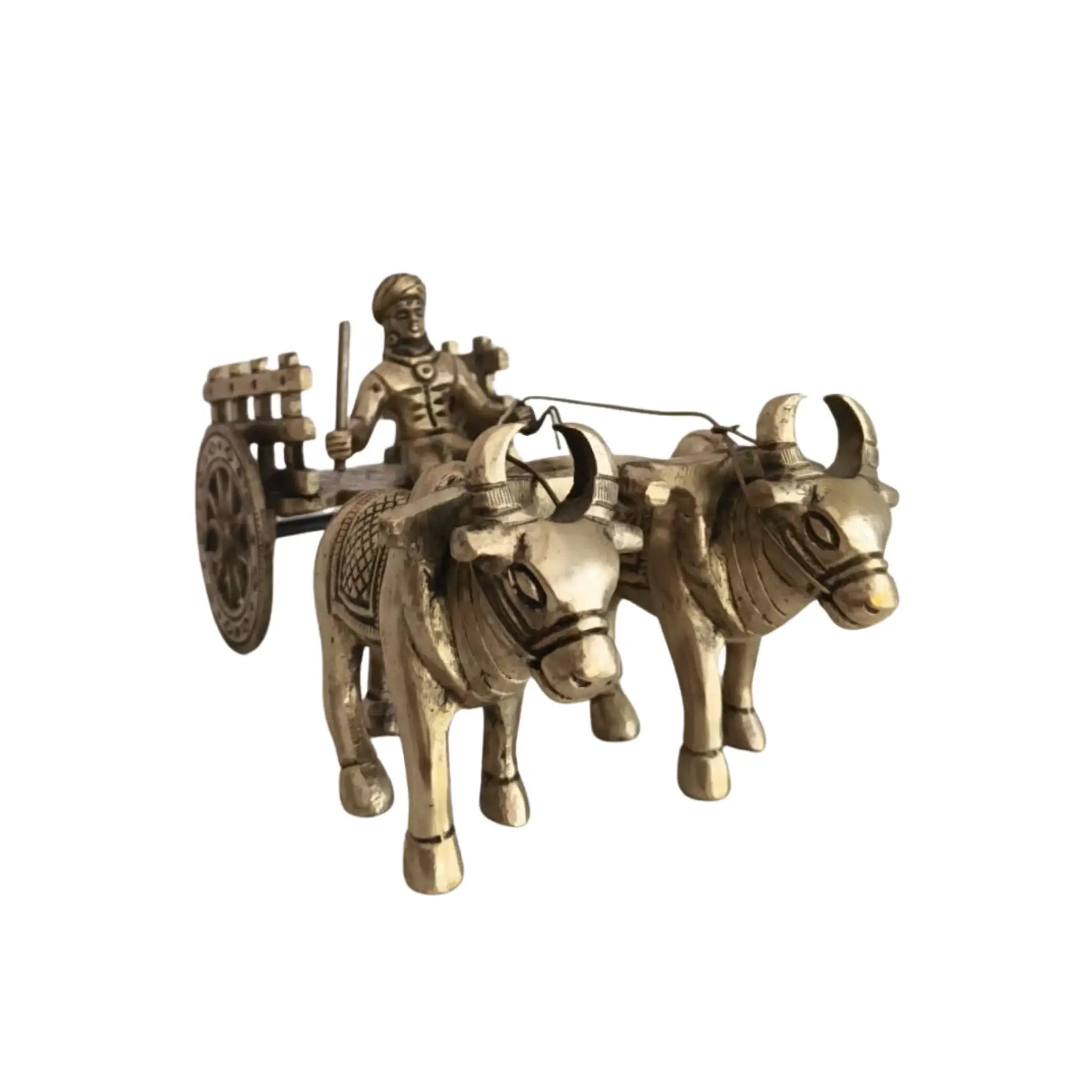 Brass Bullock Cart Figurine with Covered Canopy | Traditional Home Decor Showpiece   Brass Ware