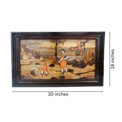 Village Life by the Riverside – Handcrafted Rosewood Inlay Frame