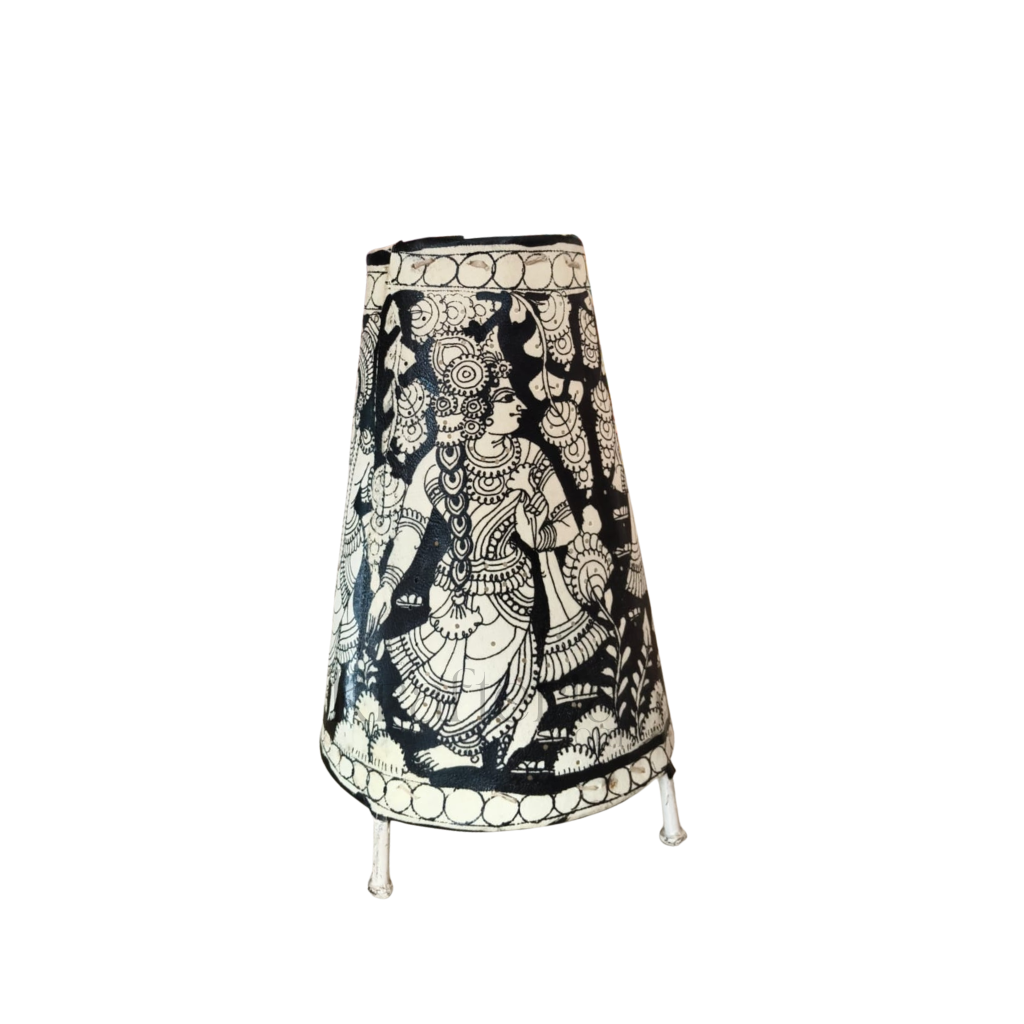 Handcrafted Kalamkari Leather Puppetry Cone Lamp Shade | Bed Lamp