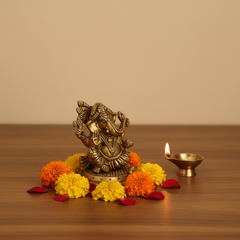 Brass Lord Ganesha Idol – Auspicious Ganpati Murti for Home & Pooja Decor   Brass Artwork