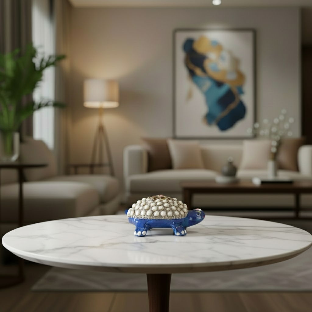 Metal Tortoise with Stone Meenakari | Decorative Feng Shui Figurine