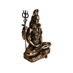 Lord Shiva Meditating Statue - Mahadev Idol with Trishul   Brass Artwork