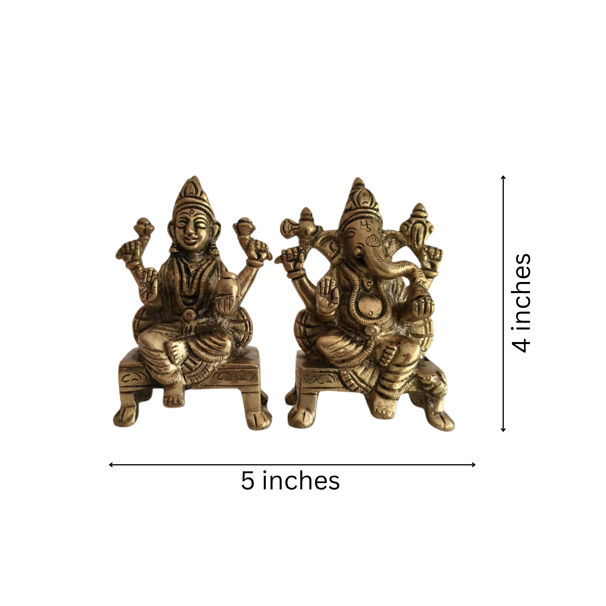 Brass Idols of Lakshmi and Ganesha