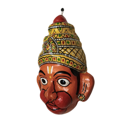 Handcrafted Hanuman Face Mask Wall Hanging – Telangana Folk Art   wall decor
