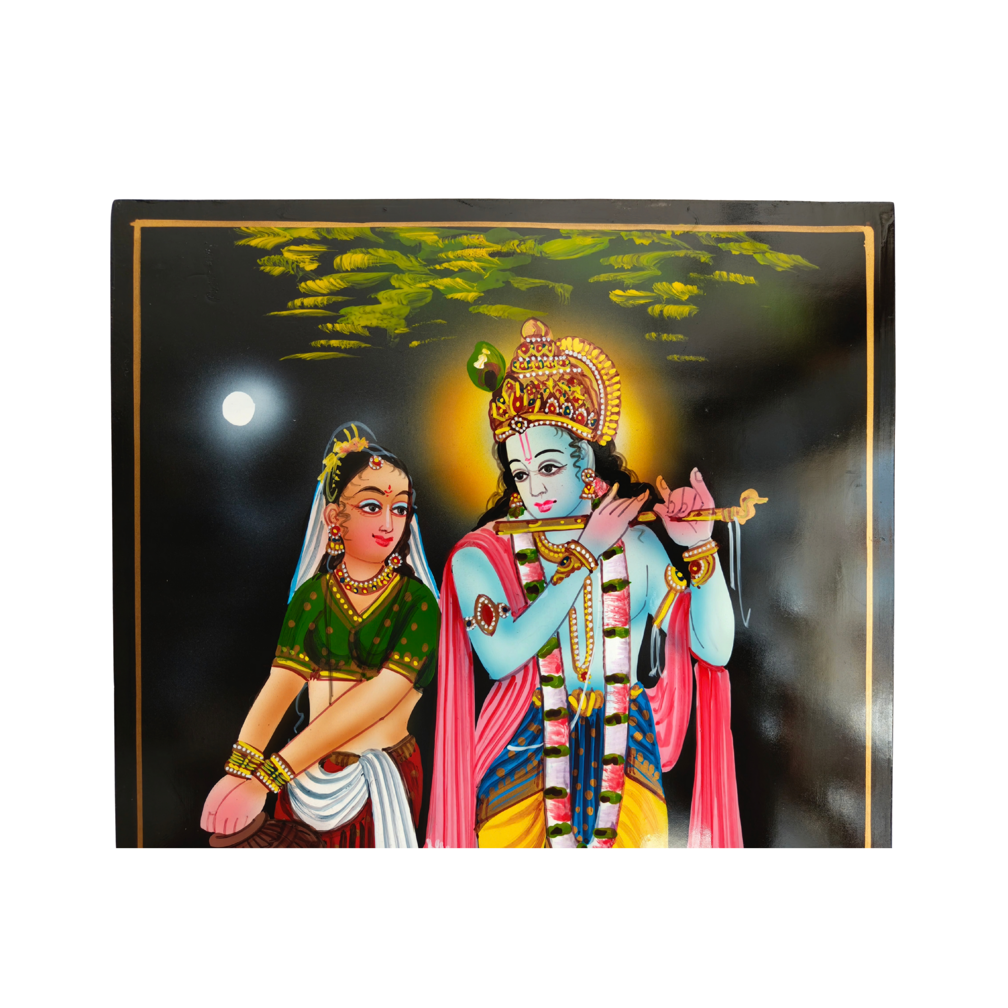 Radha Krishna moonlight painting