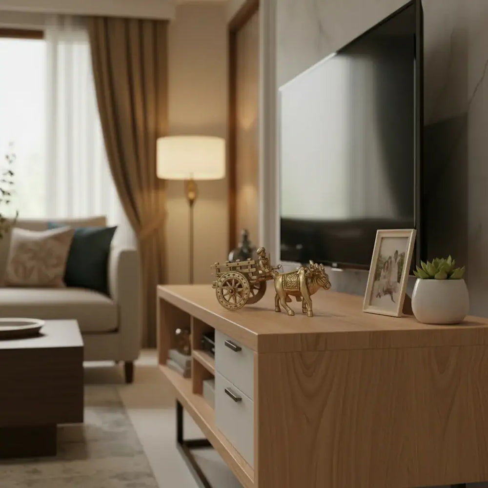 Brass Bullock Cart Figurine with Covered Canopy | Traditional Home Decor Showpiece   Brass Ware