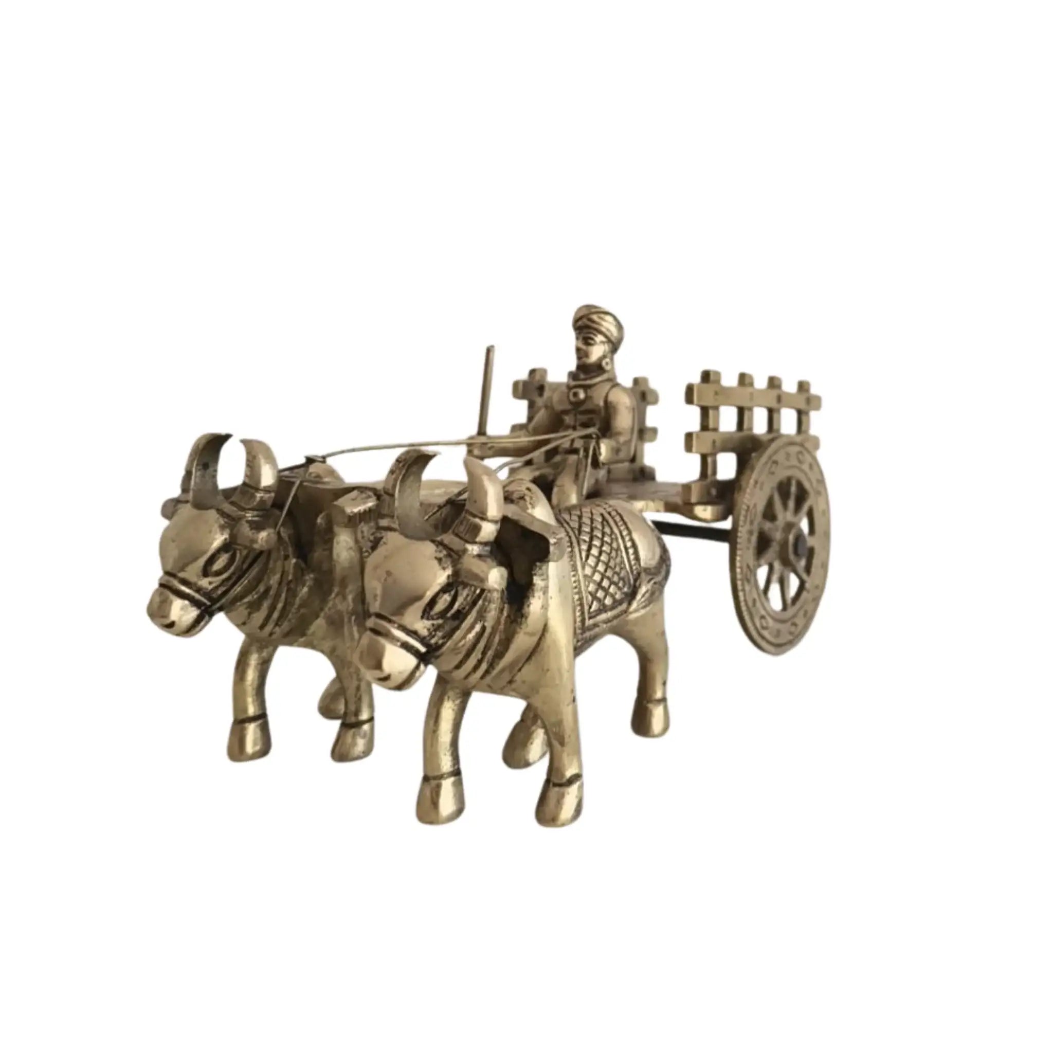 Brass Bullock Cart Figurine with Covered Canopy | Traditional Home Decor Showpiece   Brass Ware