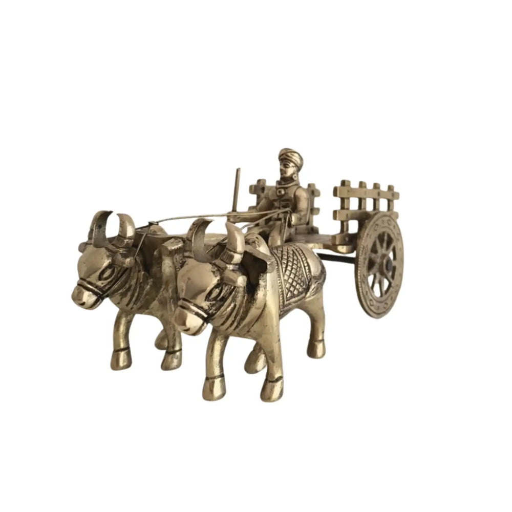 Brass Bullock Cart Figurine with Covered Canopy | Traditional Home Decor Showpiece   Brass Ware