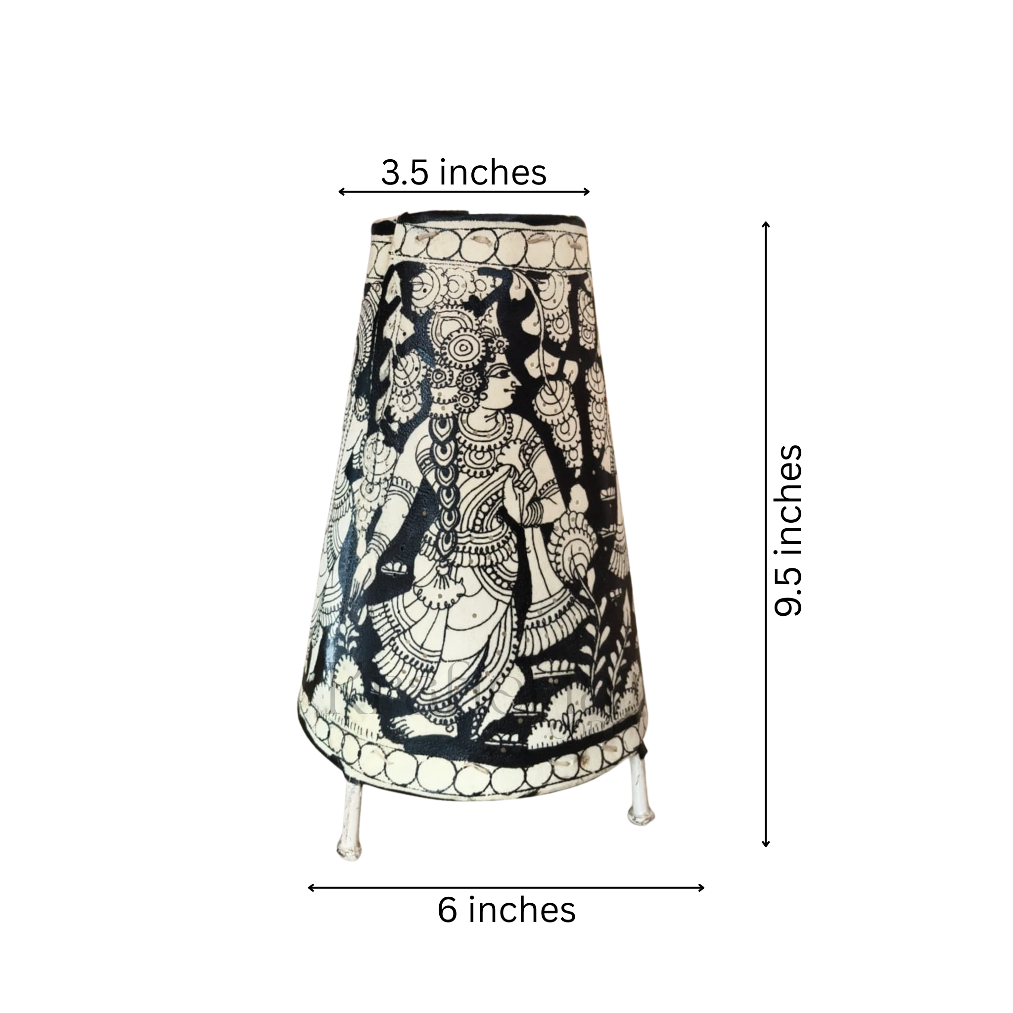 Handcrafted Kalamkari Leather Puppetry Cone Lamp Shade | Bed Lamp