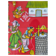 Hand-Painted Village Women & Daily Life Cheriyal Painting   Cheriyala Painting