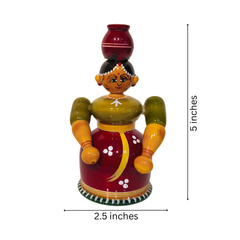 The Water Bearer - Traditional Etikoppaka Wooden Sculpture