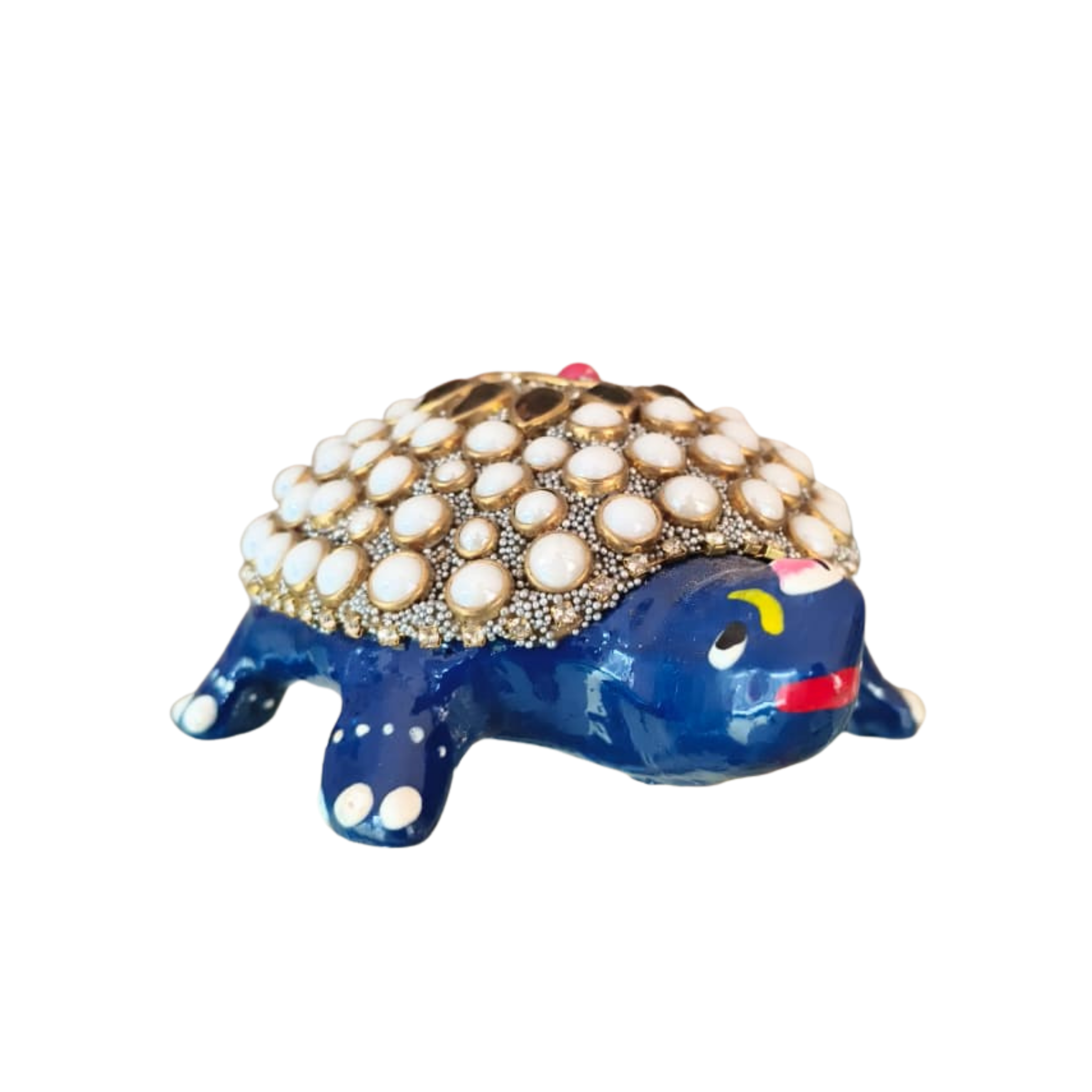 Metal Tortoise with Stone Meenakari | Decorative Feng Shui Figurine
