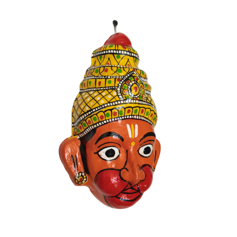 Handcrafted Hanuman Face Mask Wall Hanging – Telangana Folk Art   wall decor