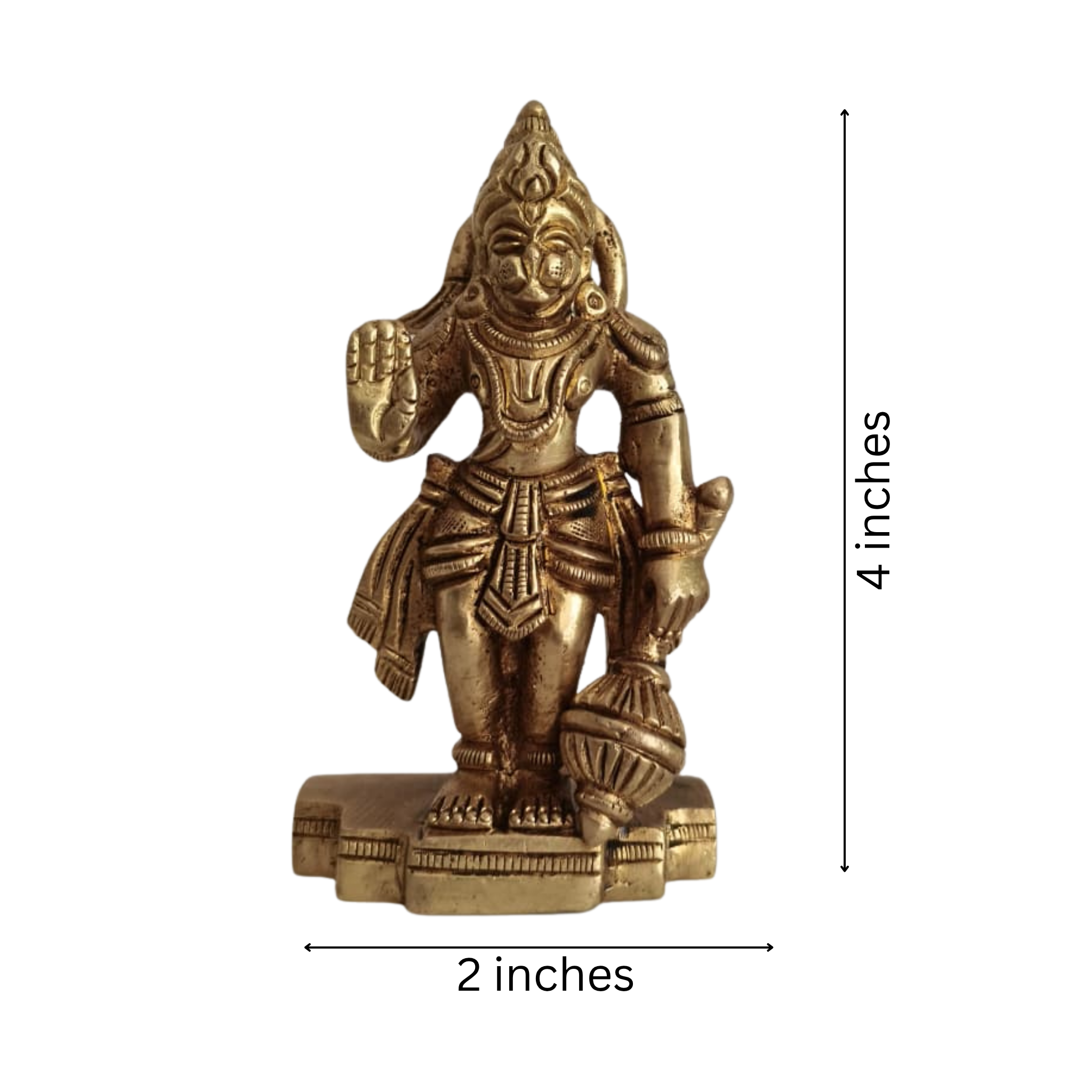 Miniature Brass Hanuman Idol  Symbol of Strength, Devotion, and Protection