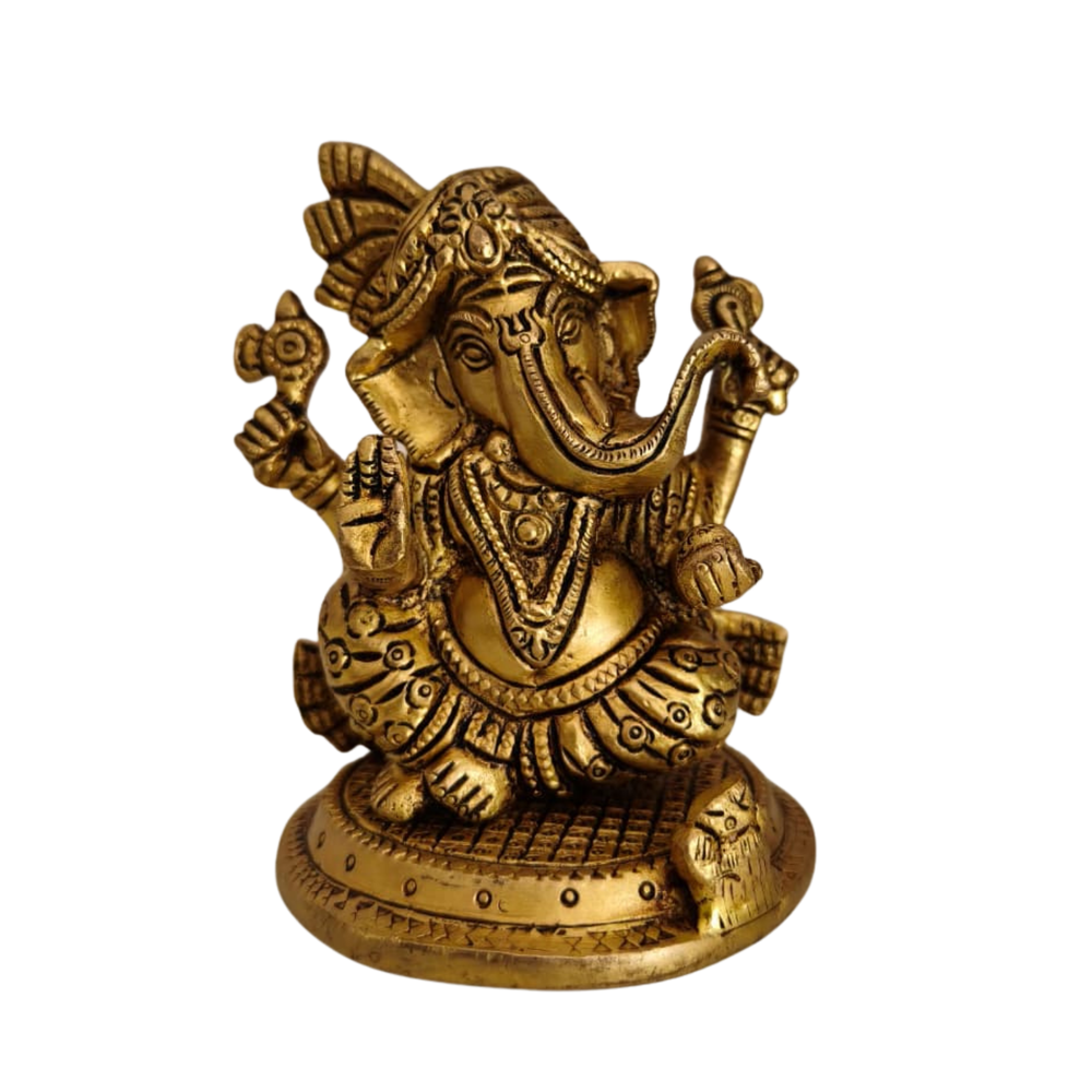 Brass Lord Ganesha Idol – Auspicious Ganpati Murti for Home & Pooja Decor   Brass Artwork