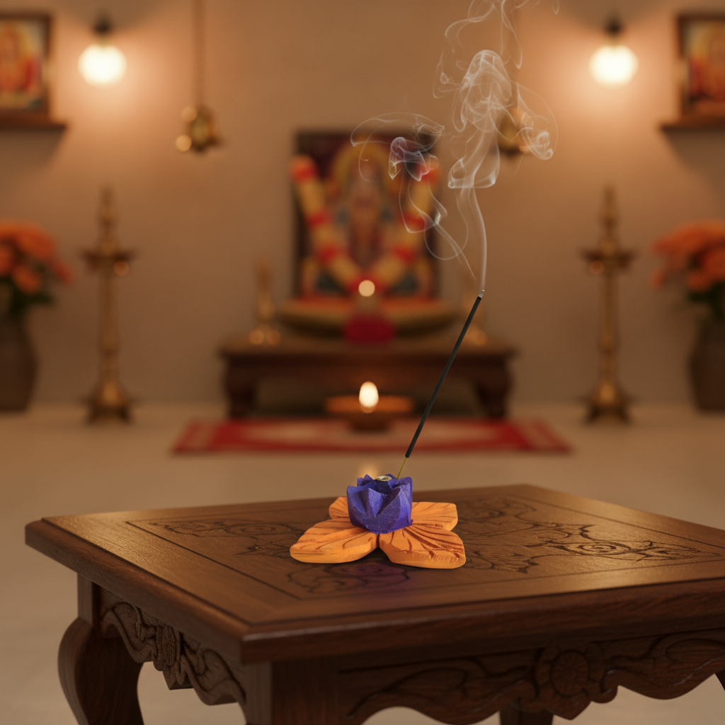 Hand-Painted Wooden Flower Agarbatti Stand – Elegant Incense Holder
