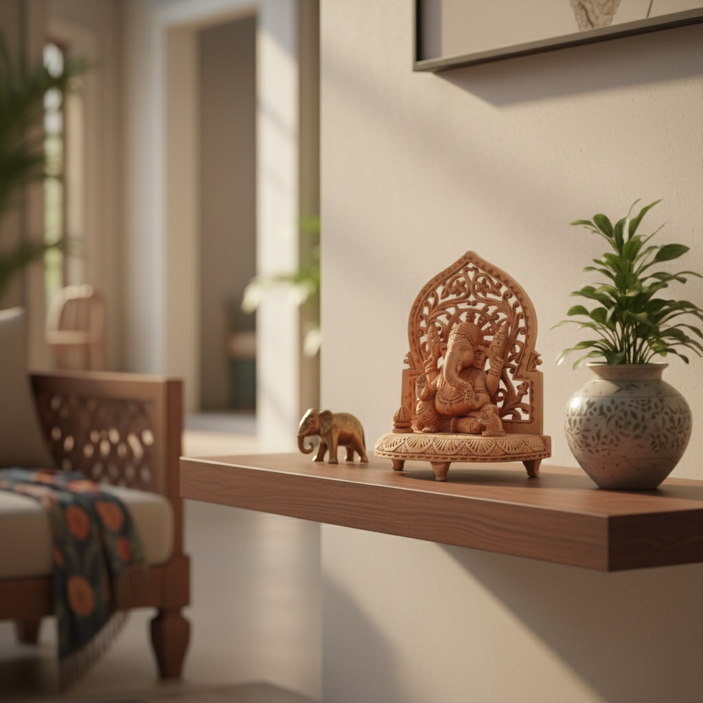 Wooden Lord Ganesh Jali Idol | Artisan Spiritual Sculpture