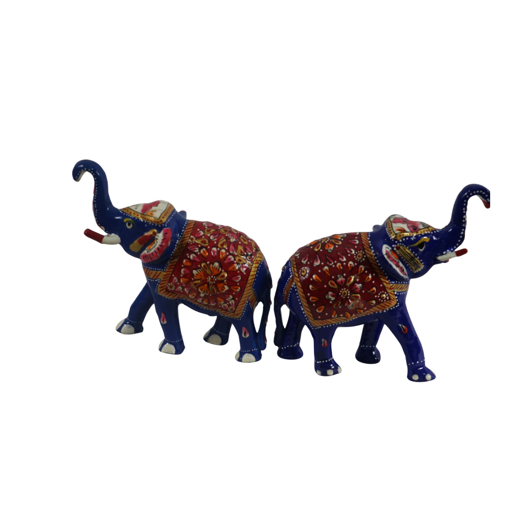 Colorful Hand-Painted Metal Elephant Pair – Traditional Craft