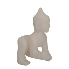 White Marble Little Krishna Idol – Crawling Laddu Gopal Statue for Home & Pooja   Marble